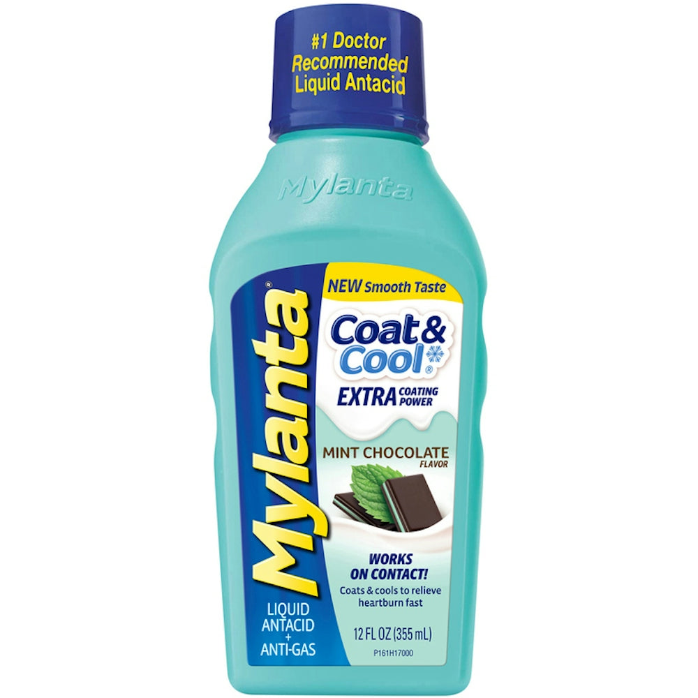 Mylanta® Coat & Cool Flüssiges Antazidum + Anti-Blähungen – Schoko-Minze (355 ml)
