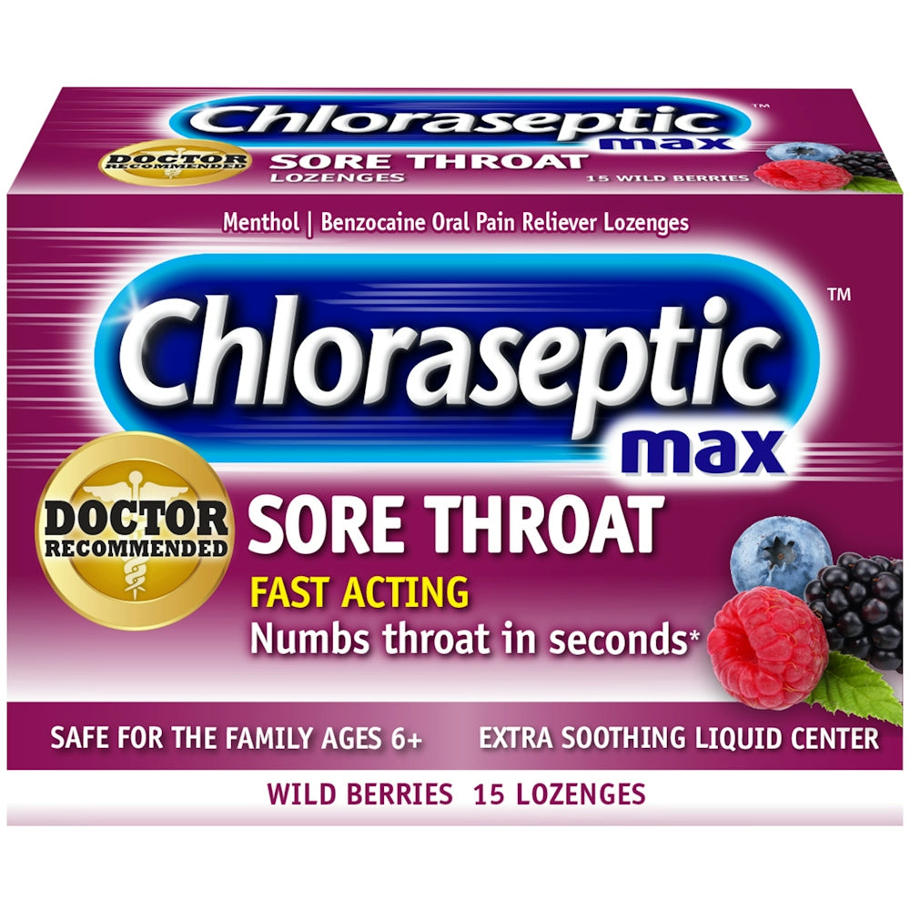 Chloraseptic Max Dhimbje Fyti, Veprim i Shpejtë, Pastila, Manaferra të Egër