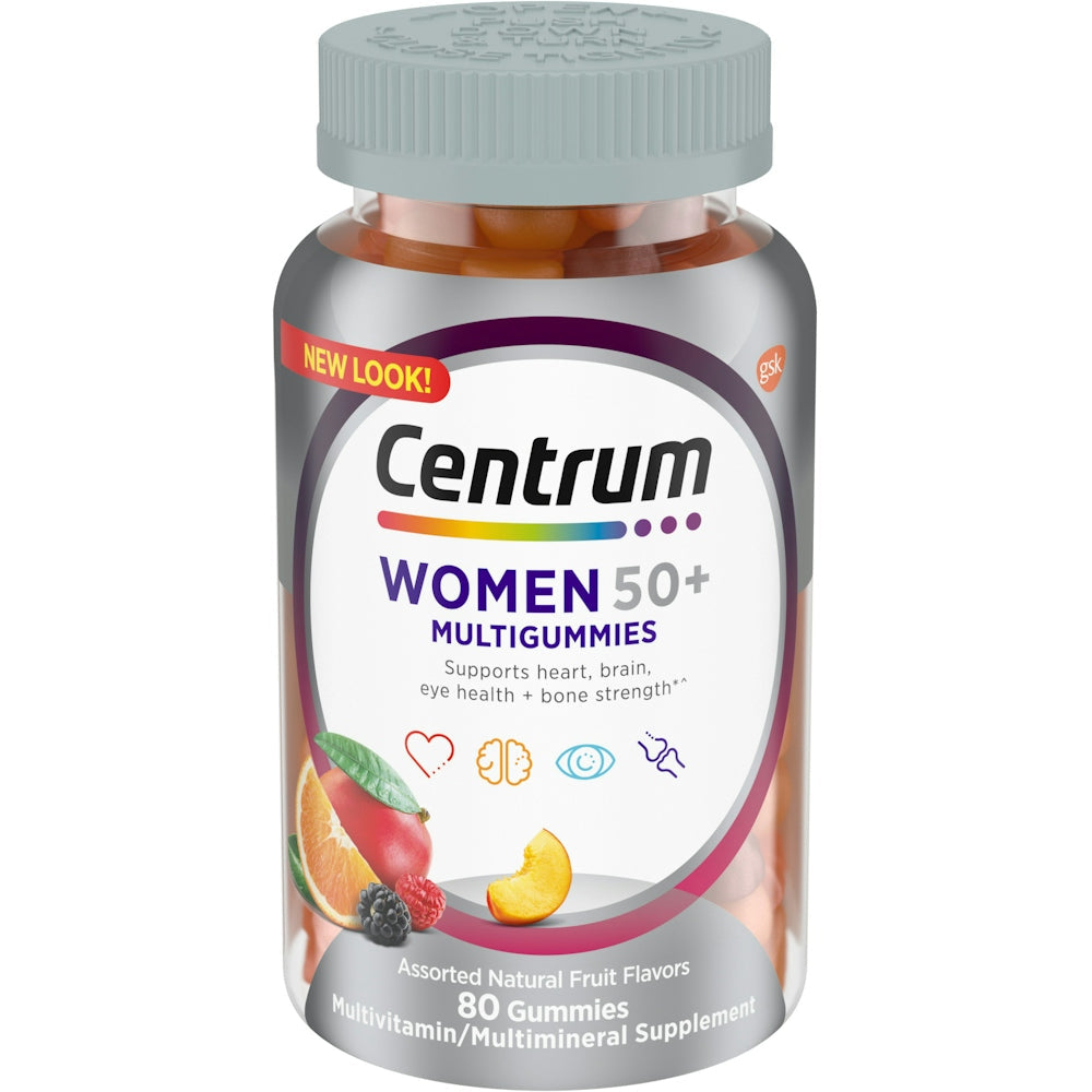 Centrum Multivitamin/Multimineral-Nahrungsergänzungsmittel, Frauen ab 50, verschiedene natürliche Fruchtaromen, Gummibärchen