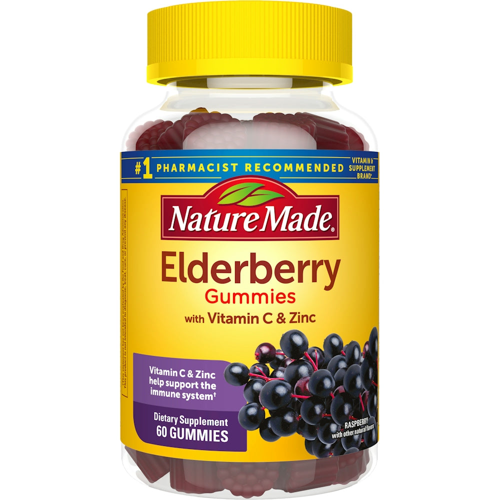 Nature Made Holunderbeer-Gummis mit Vitamin C & Zink – Himbeere