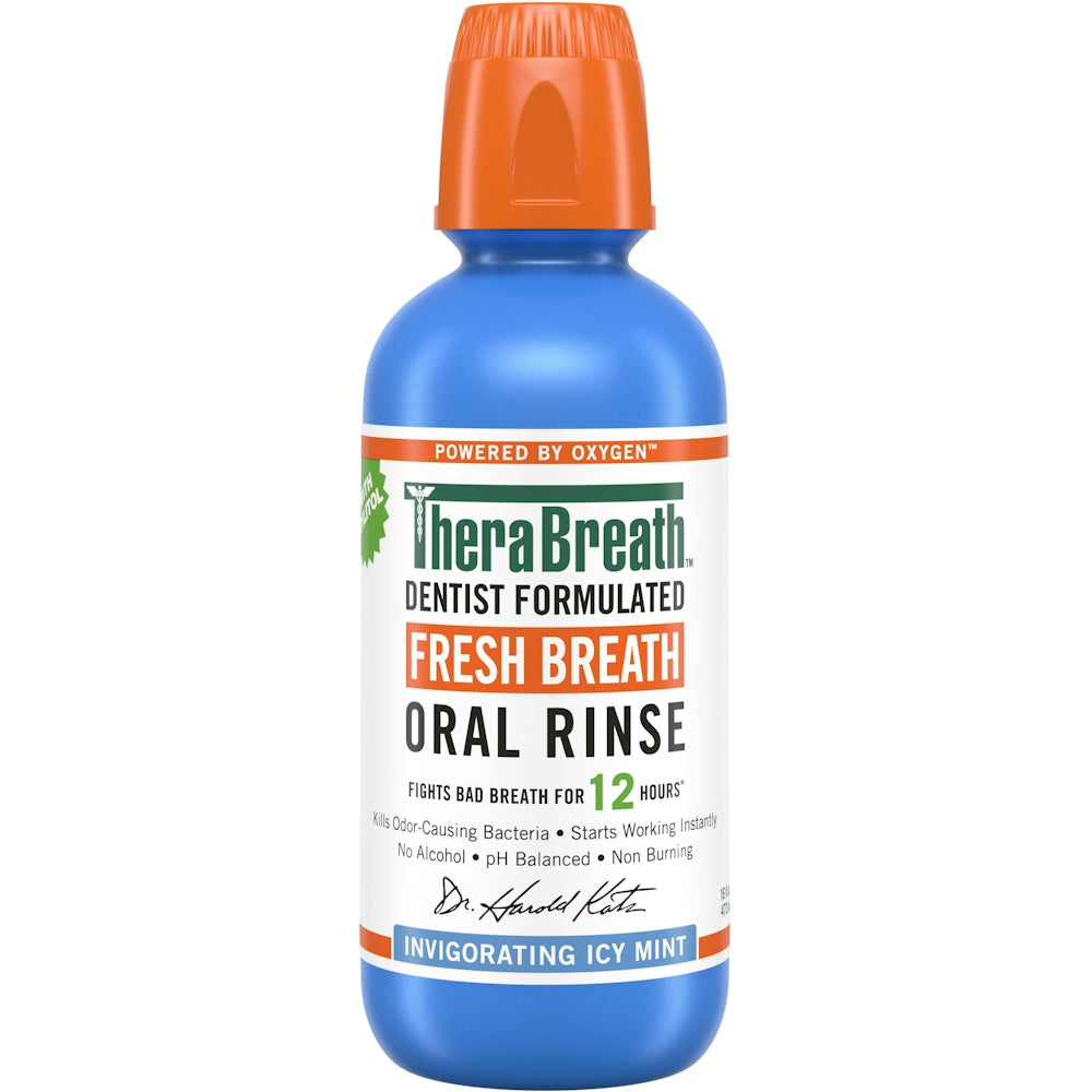 TheraBreath Mundspülung, erfrischend belebende eiskalte Minze, 473 ml
