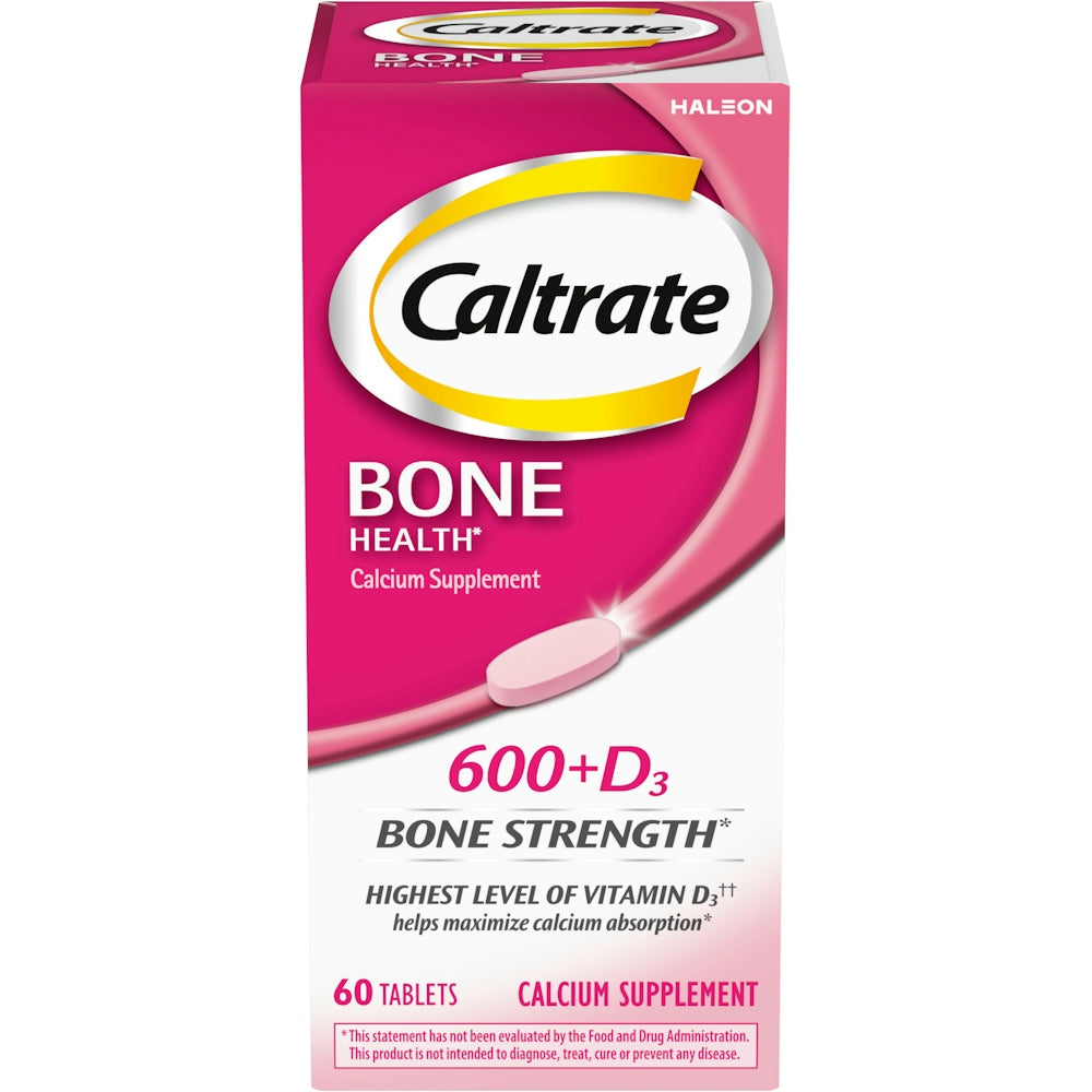 Caltrate 600 Plus D3 Calcium- und Vitamin-D-Nahrungsergänzungstabletten, Nahrungsergänzungsmittel für die Knochengesundheit für Erwachsene