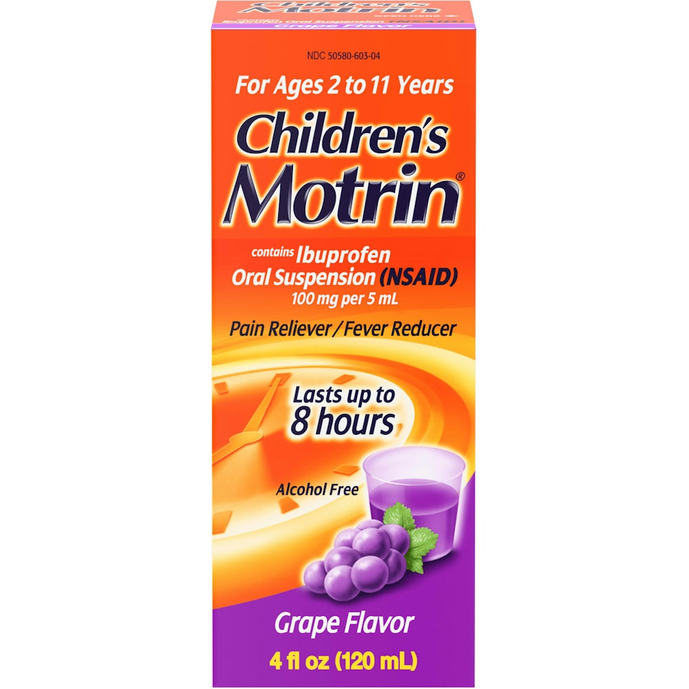 Motrin Kinder Ibuprofen Traube Orale Suspension Schmerzmittel/Fiebersenker - 4 Oz
