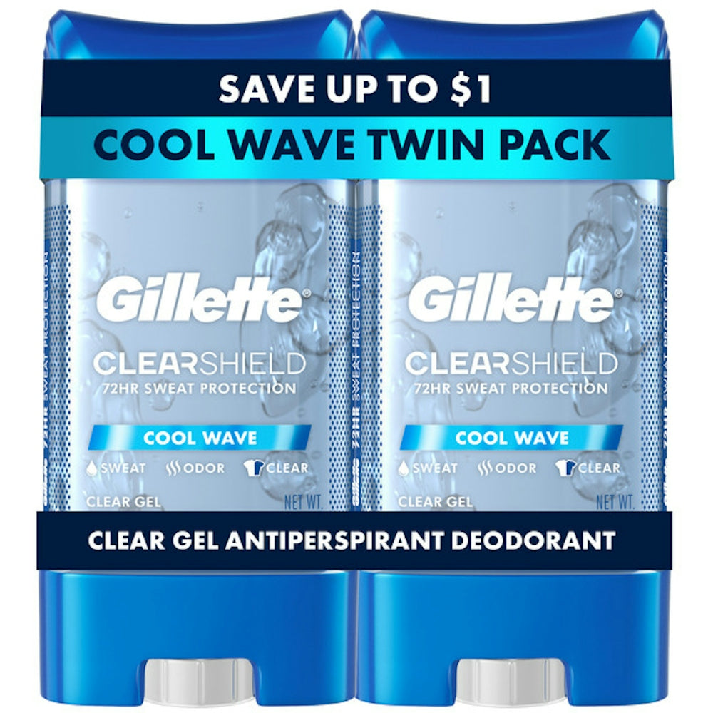 Gillette Antitranspirant und Deodorant für Männer, Clear Gel, Cool Wave, Doppelpack