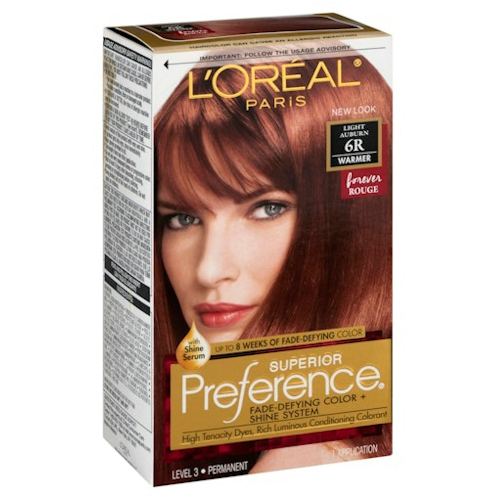 Ngjyrë permanente për flokë L'Oreal Superior Preference, nuancë e ngrohtë, gështenjë e çelët 6R