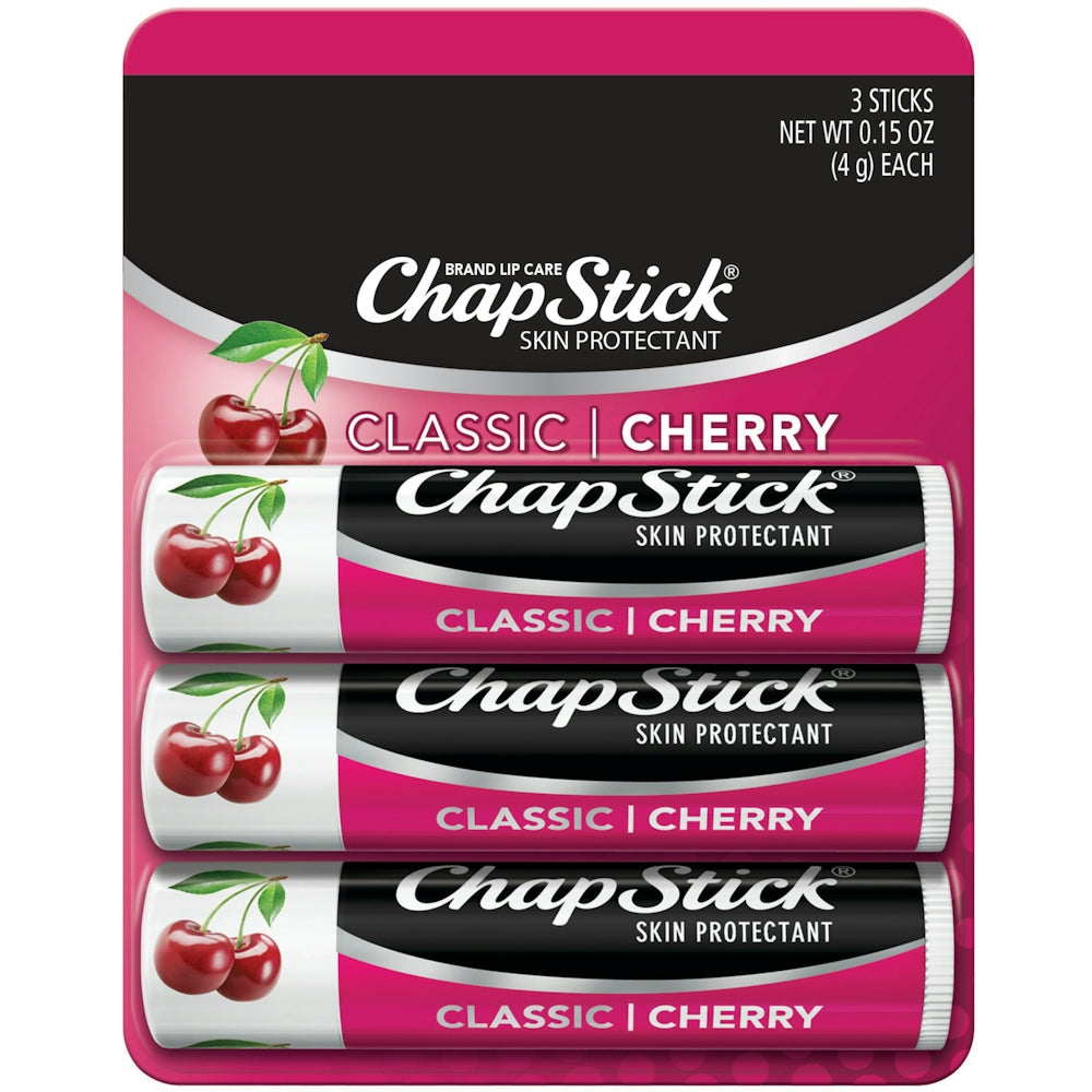 Balsam buzësh mbrojtës lëkure ChapStick Classic Cherry, 3 Copë, 0.15 Oz