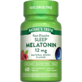 Tableta që treten shpejt me shije manaferre natyrale Nature's Truth 12 mg Melatoninë për gjumë
