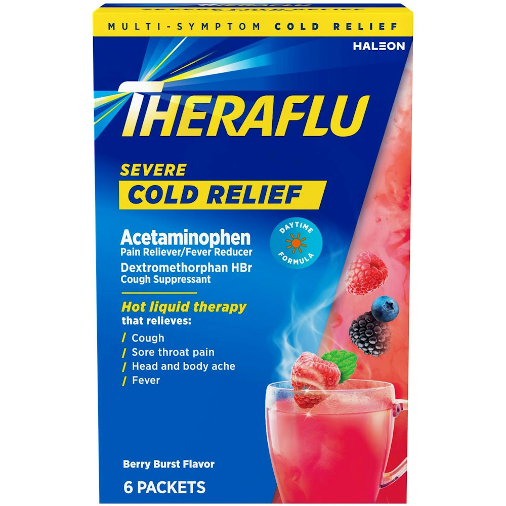 Theraflu Erkältung & Grippe, Extra Stark, Beutel, Berry Burst Geschmack