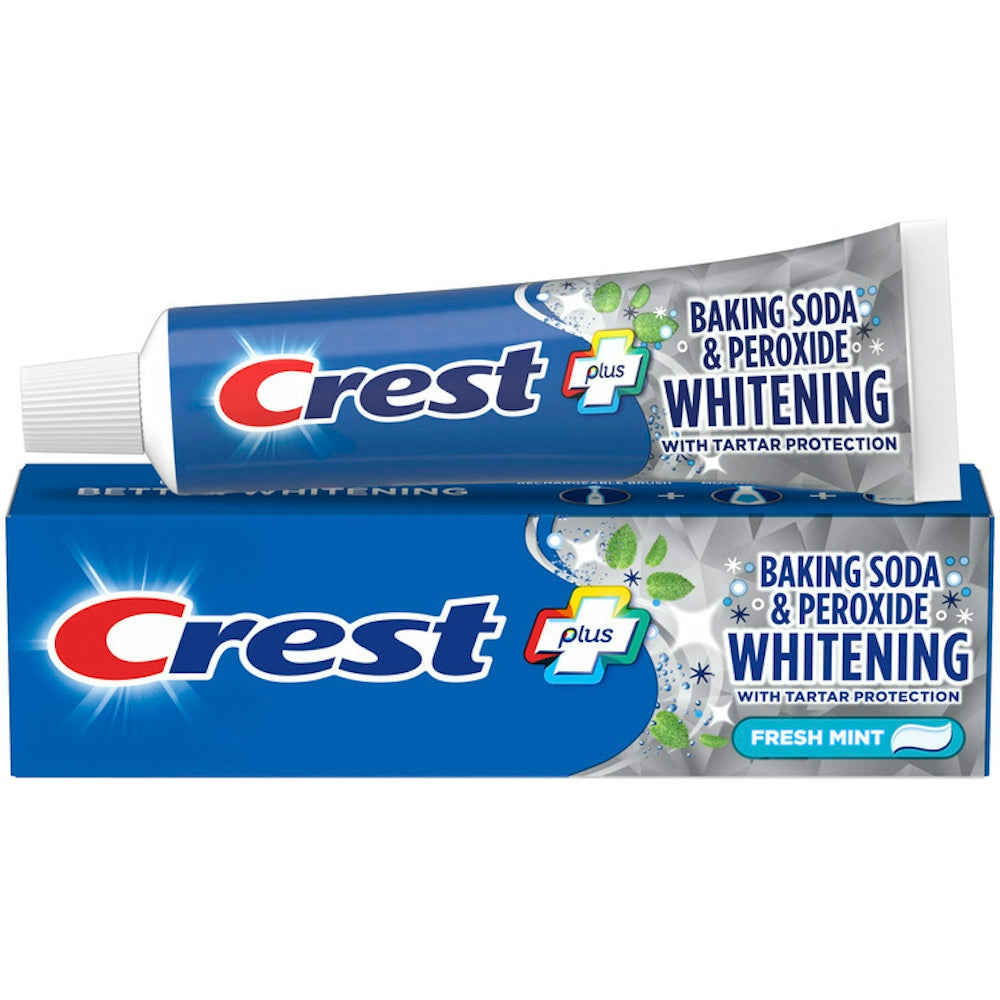 Pastë dhëmbësh Crest me sodë buke dhe peroksid, zbardhuese me fluor, me mbrojtje nga tartari, mente e freskët, 161 g