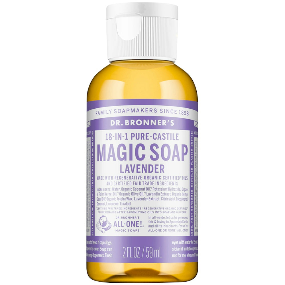 Sapuni i Lëngshëm Kastil i Pastër me Kërp organik 18-në-1 me Lavandë, 59 ml, Dr. Bronner's