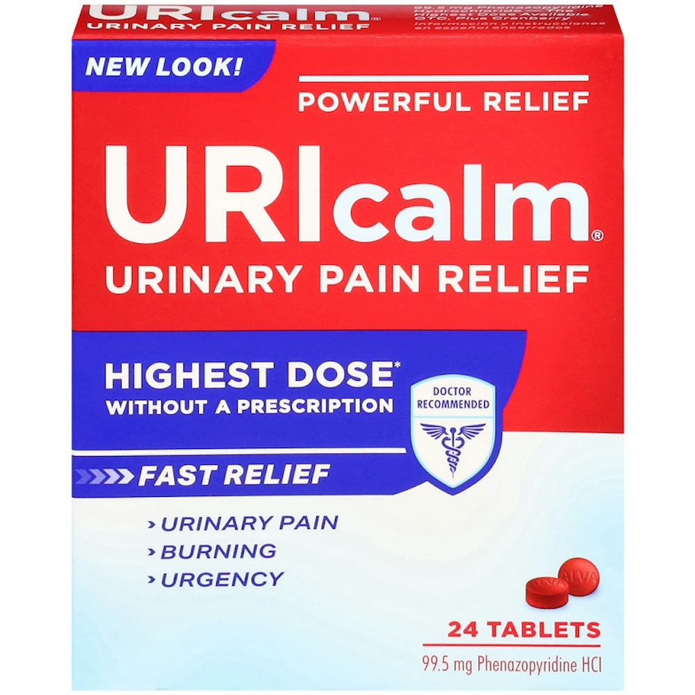 Uricalm Max Strength Lehtësim i Dhimbjeve Urinare, 99.5 mg Fenazopiridinë HCl, 24 Tableta