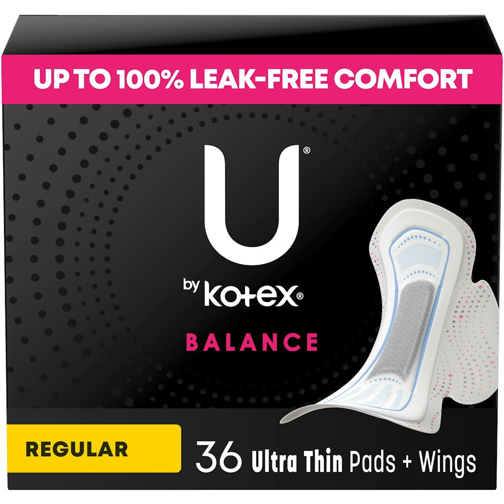 U by Kotex Balance Ultrathin Binden mit Flügeln, normale Saugstärke, 36 Stück