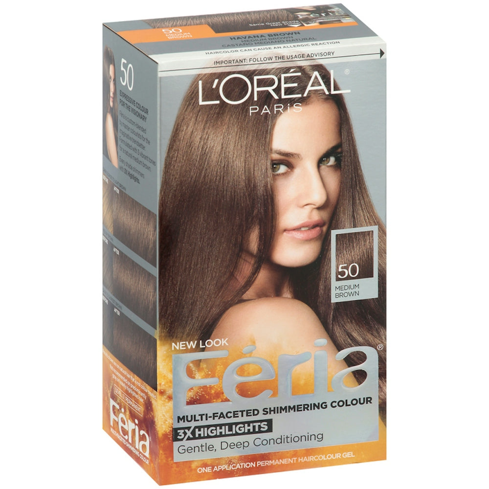 Feria L'Oréal Paris Dauerhafte Haarfarbe mit facettenreichen Reflexen - 50 Mittelbraun