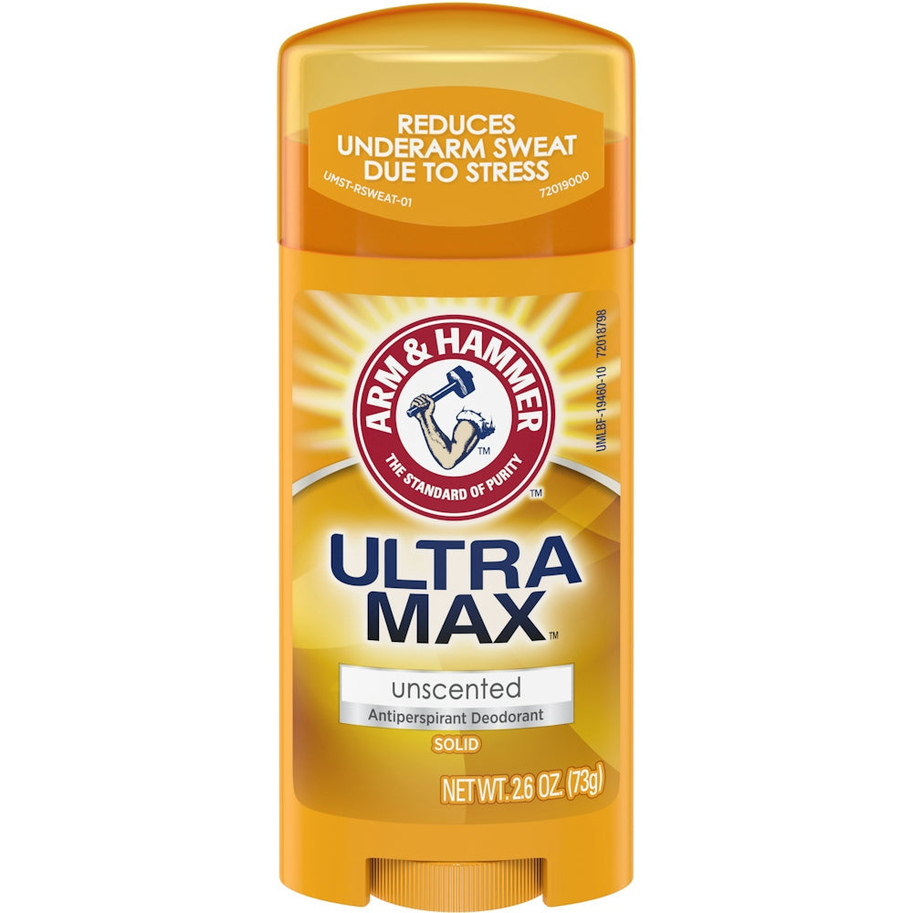 Arm & Hammer Ultra Max Antiperspirant Deodorant, Pa Aromë, 2.6 oz (Solid i Padukshëm)