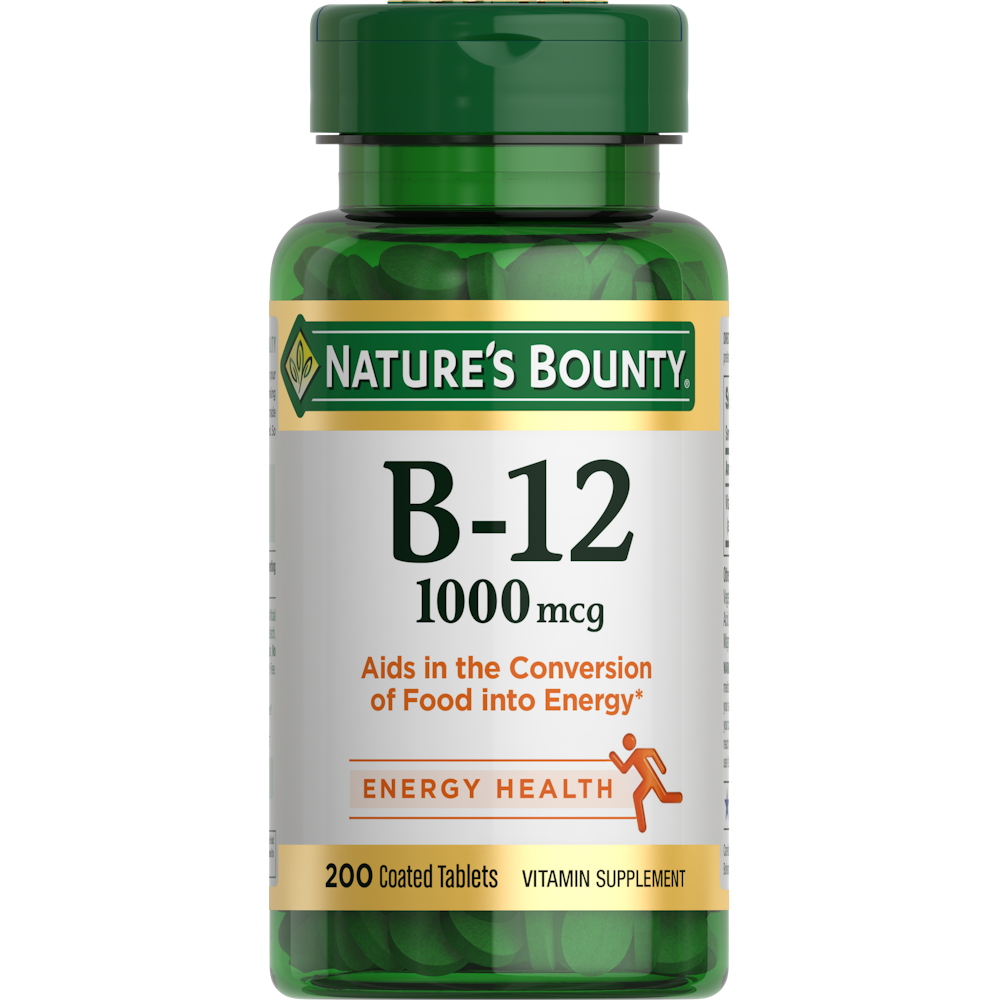 Nature's Bounty Vitaminë B-12 1000 µg, Mbështet Metabolizmin e Energjisë 200 Tableta të Veshura