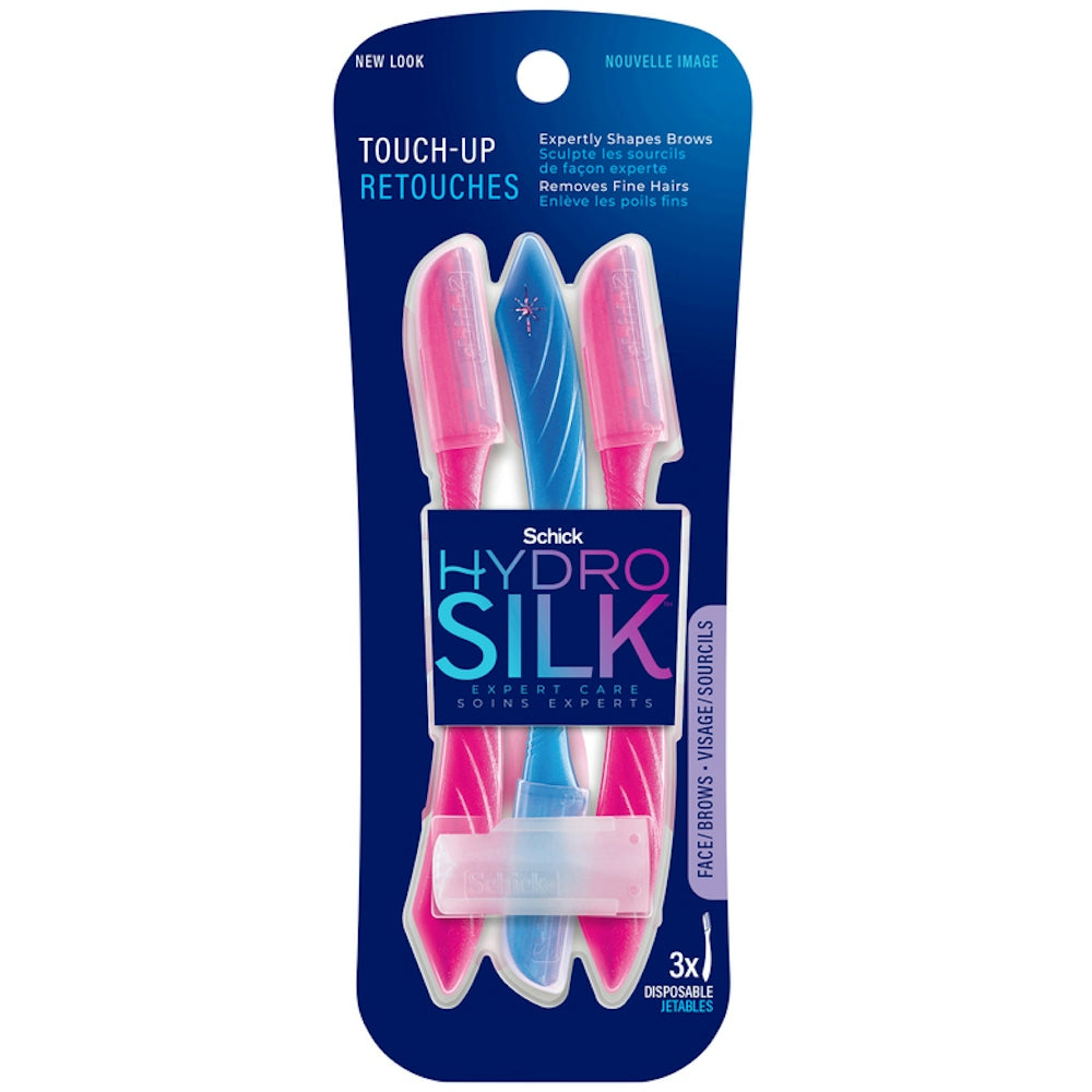 Schick Hydro Silk Touch-Up Dermaplaning-Tool mit Präzisionsabdeckung, Gesichts- und Augenbrauenrasierer, 3er-Pack