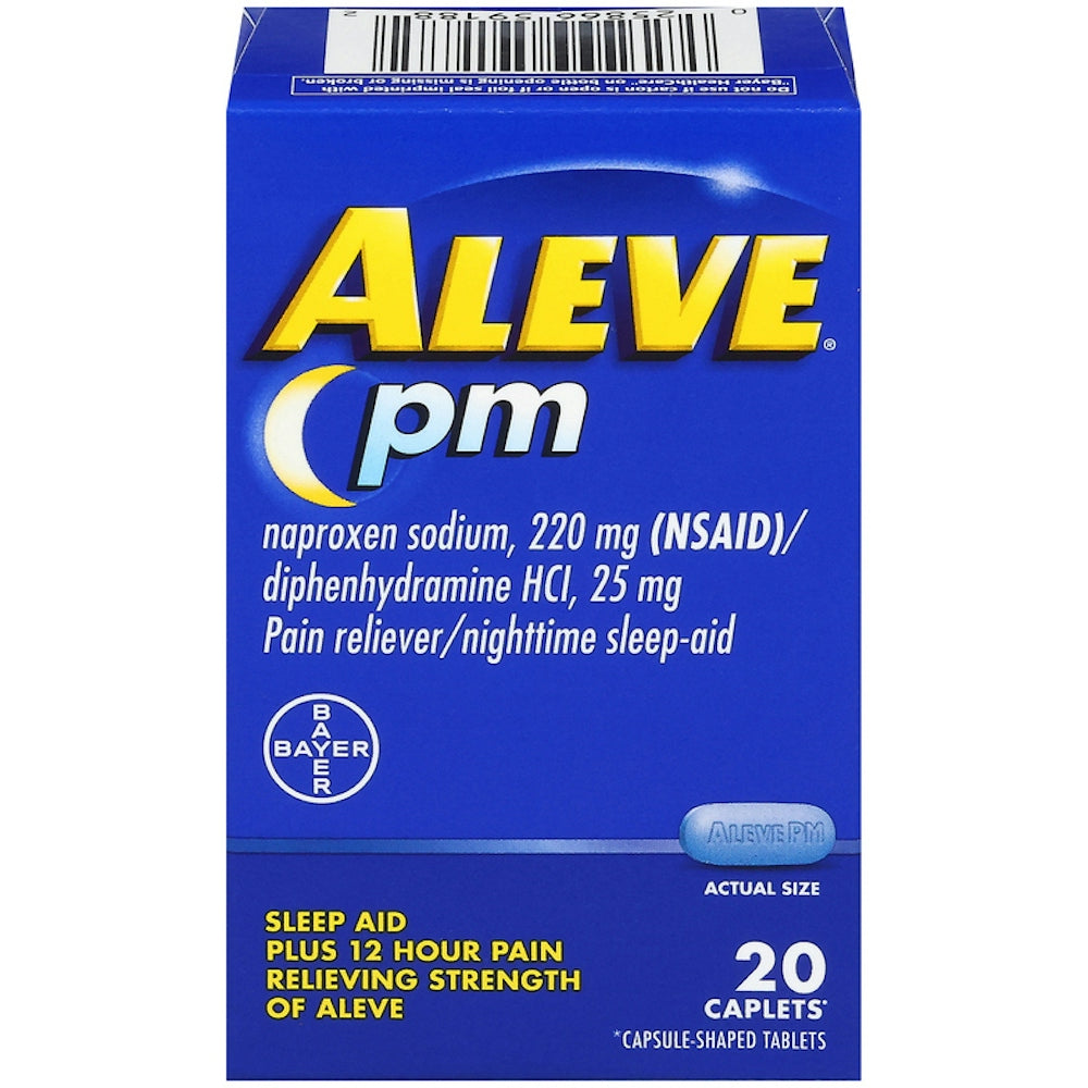Aleve PM Schmerzmittel und Schlafhilfe für die Nacht, 220 mg Naproxen-Natrium, 20 Kapseln