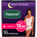 Depend Night Defense Mbathjella Nënveshje Për Mbrojtje Gjatë Natës nga Urinimi i Pavullnetshëm, Për Femra, Masë e Vogël, 16 copë