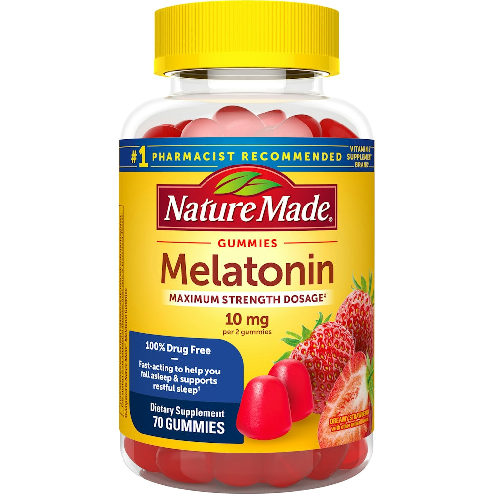 Nature Made Melatonin, maximale Stärke, 10 mg, Gummibärchen, Dreamy Strawberry