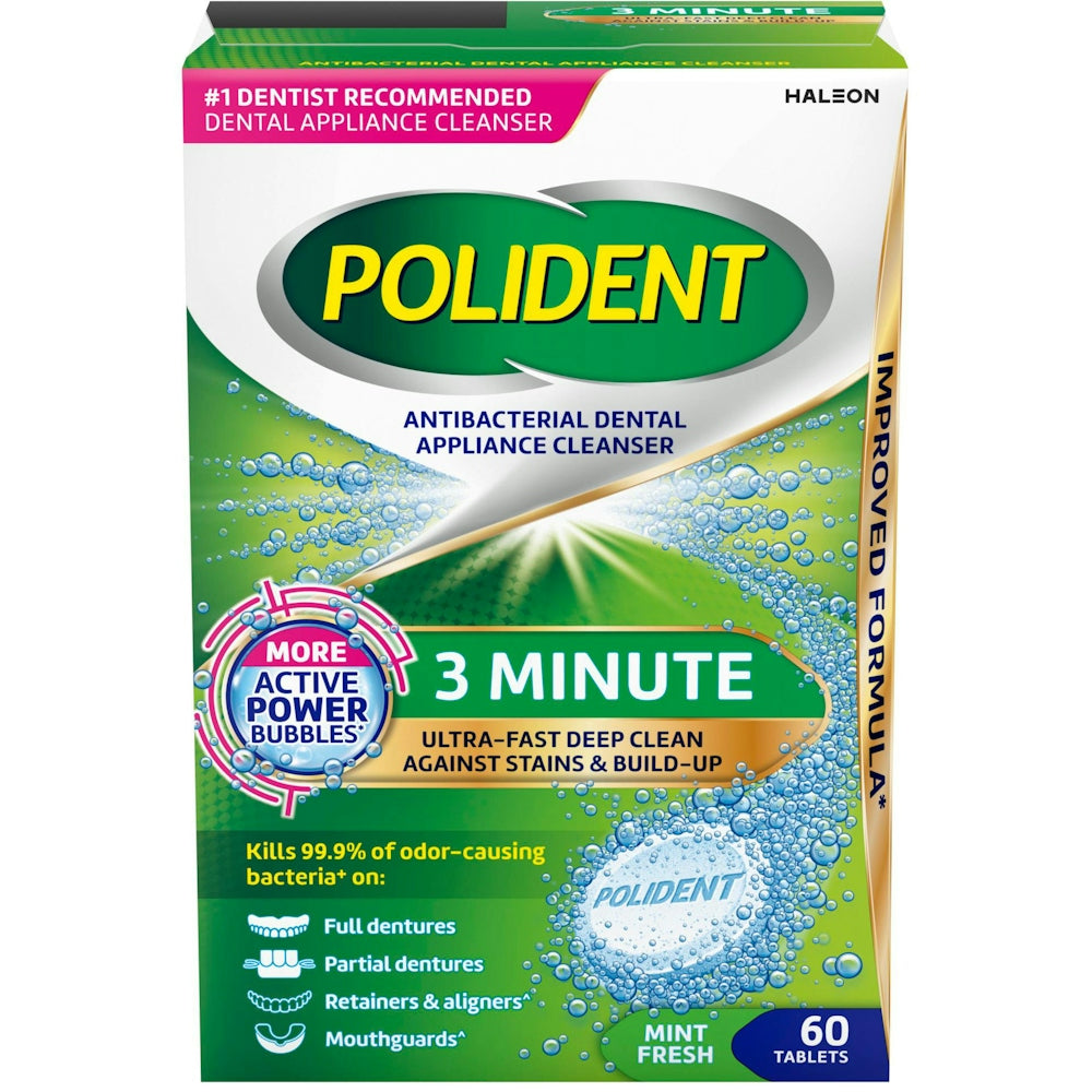 Polident Antibakterieller Gebissreiniger 3 Minuten Tabletten 60 Stk