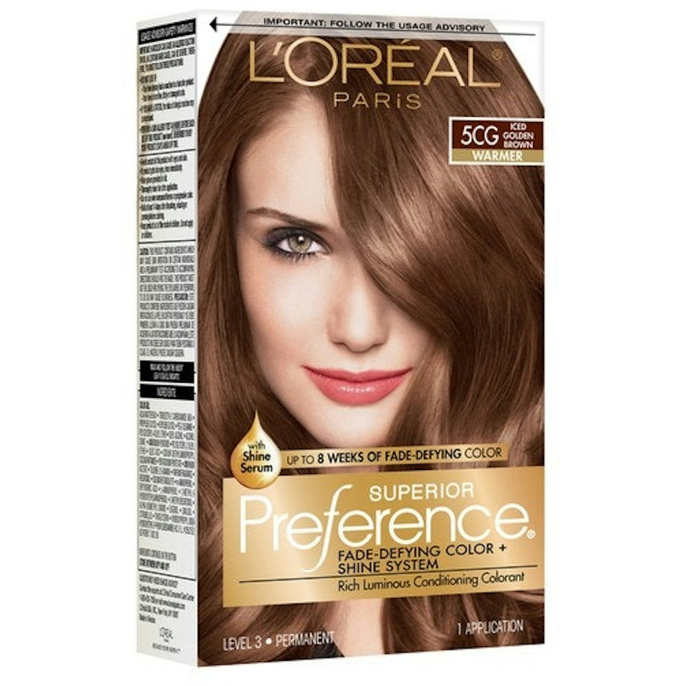 L'Oreal Paris Superior Preference Ngjyrë e Përhershme Flokësh me Shkëlqim Rezistent ndaj Zbehjes, 5CG Kafe e Artë e Akullt, 1 Paketë