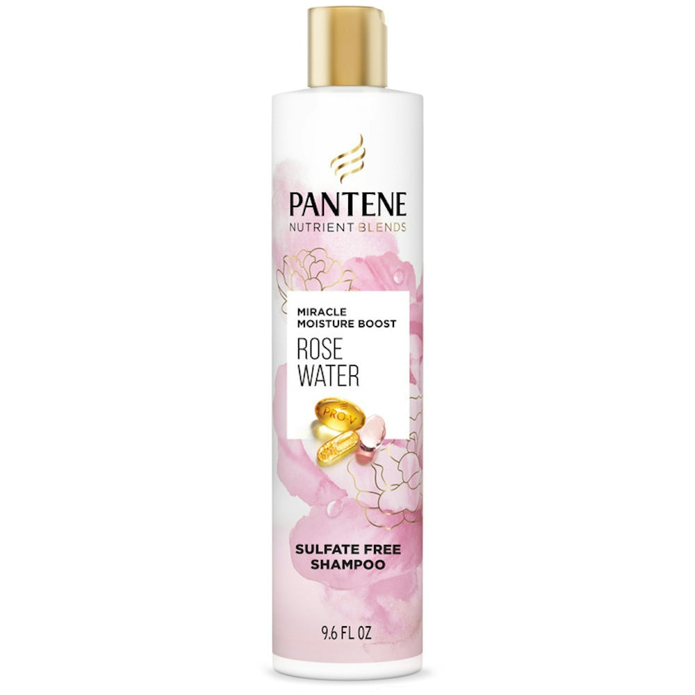 Pantene Nutrient Blends Miracle Moisture Boost Rosenwasser Shampoo für trockenes Haar, sulfatfrei, 285 ml
