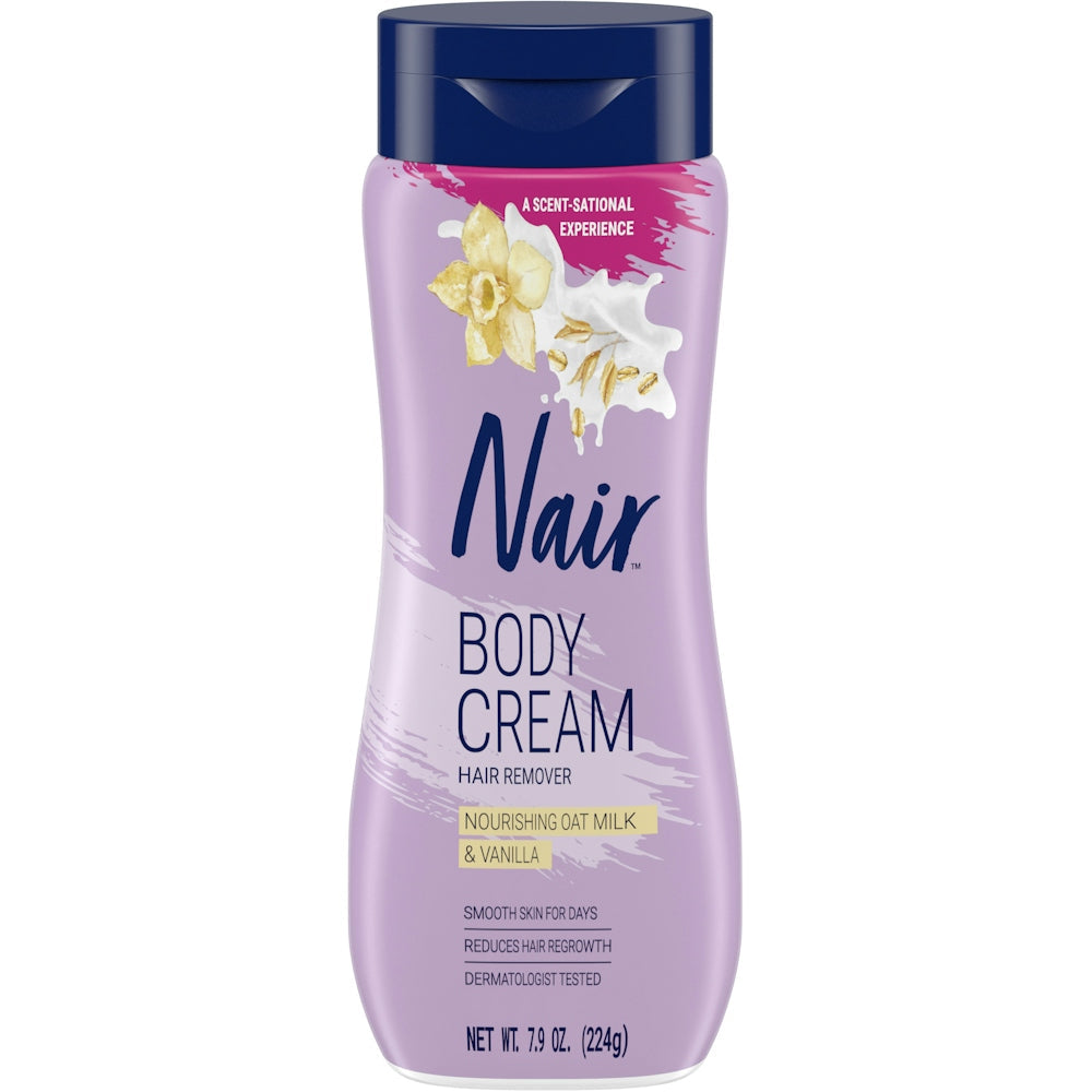Nair Krem për Depilim Trupi, Ushqyes me Qumësht Tërshere dhe Vanilje, 224g