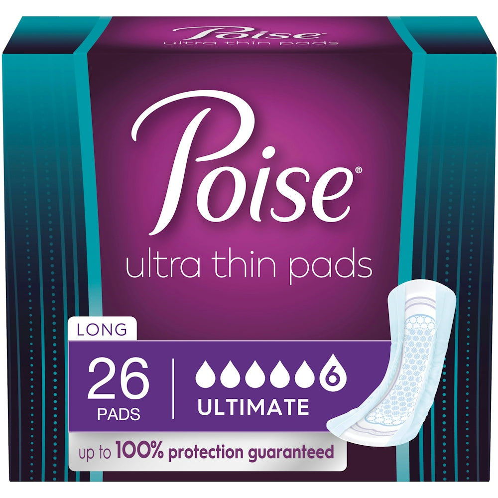 Poise Ultra Thin Inkontinenz-Einlagen, 6 Tropfen, ultimative Saugfähigkeit, lang