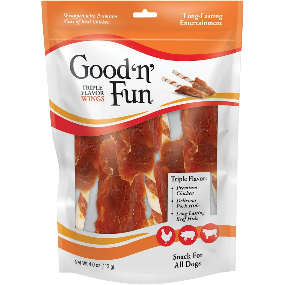 Good 'n' Fun Gesunder Kausnack für alle Hunde, Triple Flavor Wings