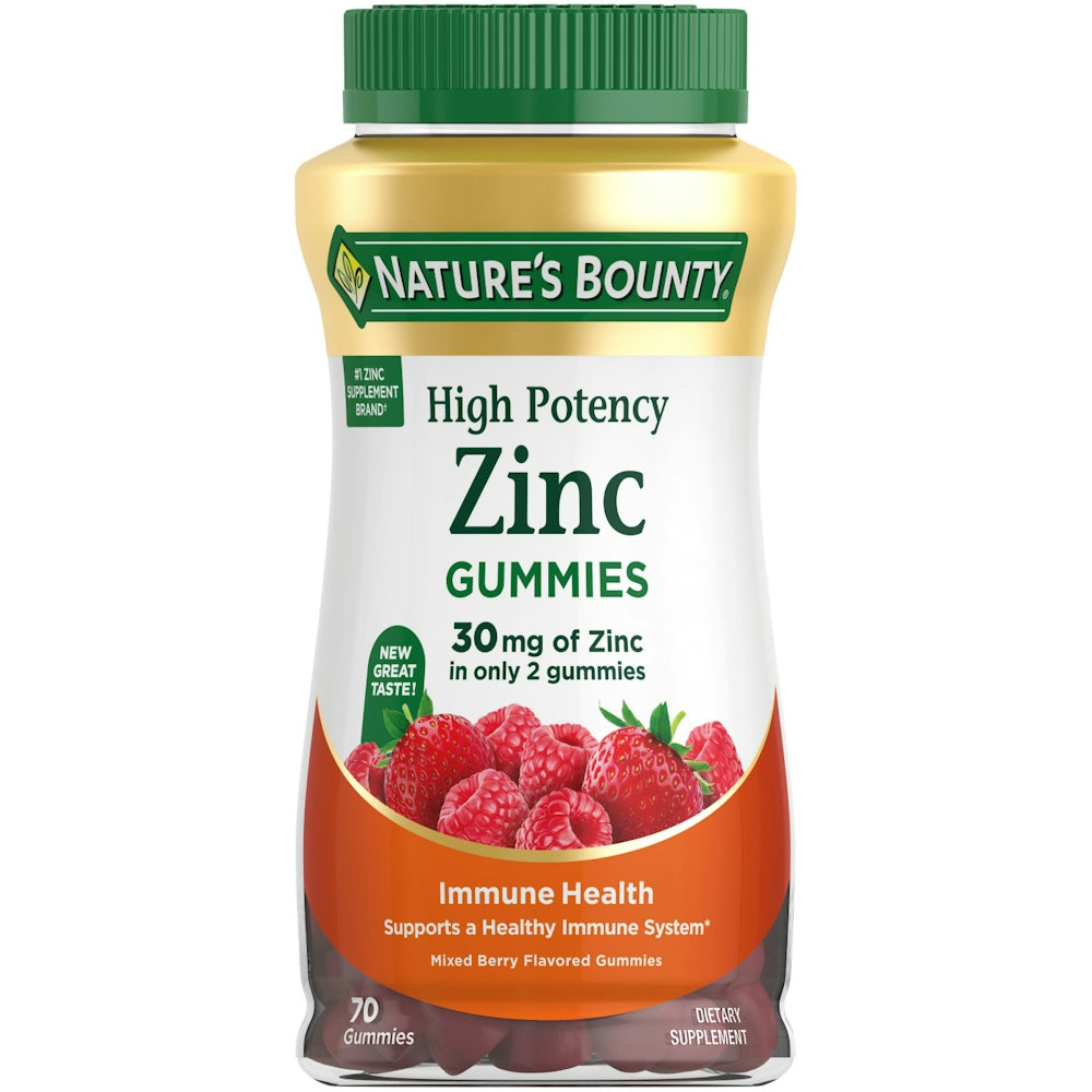 Nature's Bounty Zinq Mbështetje Imunitare Gummies me Manaferra të Përziera, 30 Mg