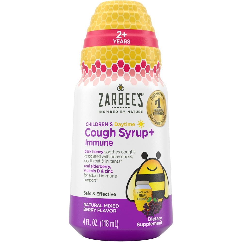 Zarbee's Hustensaft Immune, Tag, natürlicher Waldbeerengeschmack, Kinder, 118 ml
