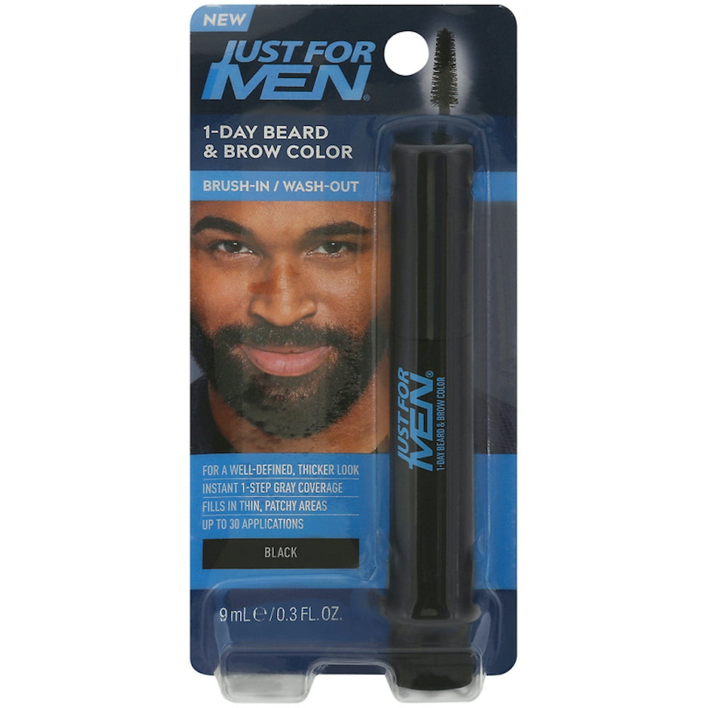 Just For Men Ngjyrë e Përkohshme Mjekre dhe Vetullash 1-Ditëshe, E Zezë 0.3 Fl Oz