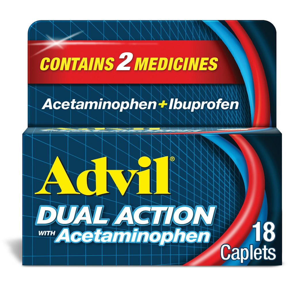 Advil Tableta me Veprim të Dyfishtë me Acetaminophen Lehtësues Dhimbjesh 18 copë