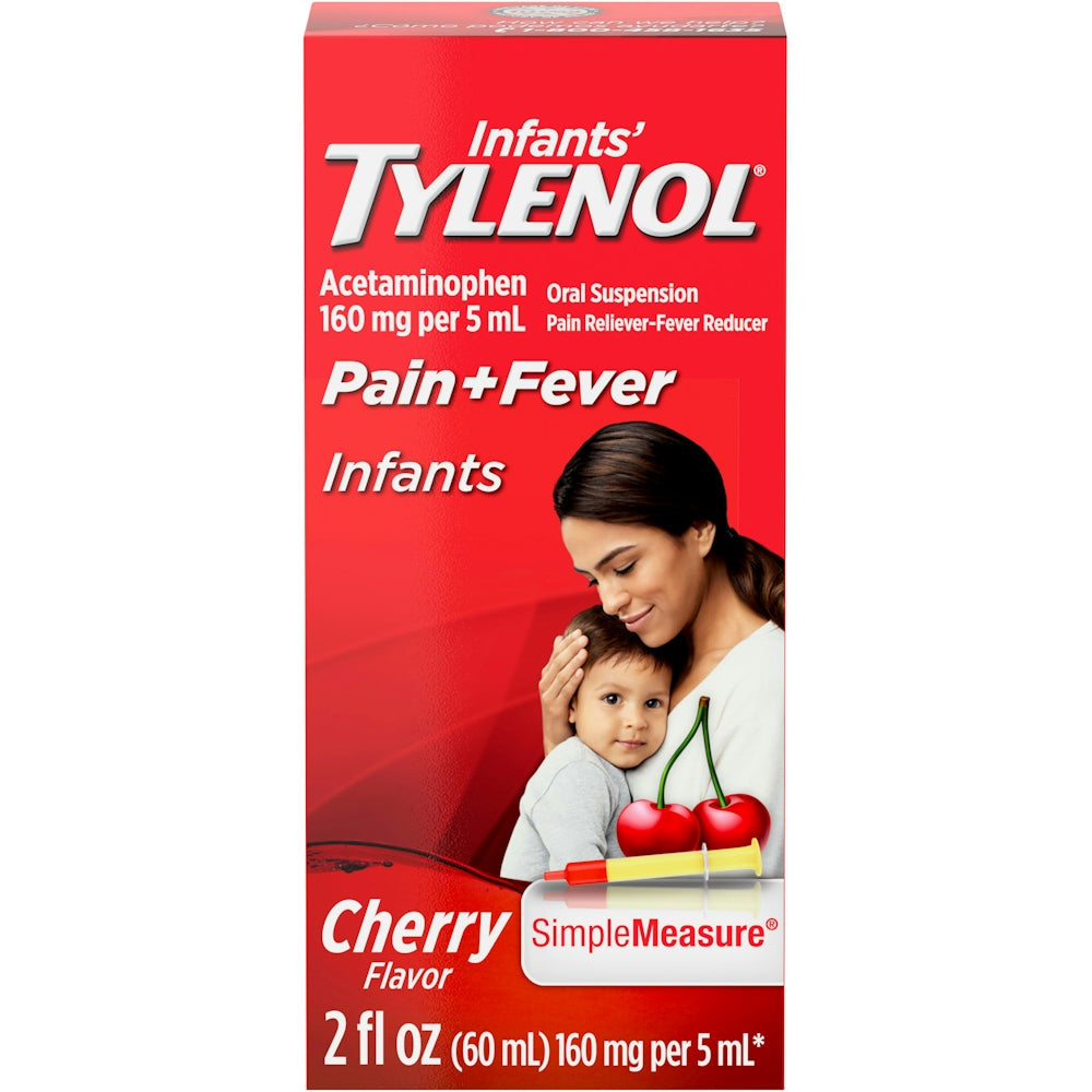 Tylenol Säugling orale Suspension flüssige Medizin mit Paracetamol, Baby Fiebersenker & Schmerzmittel für leichte Beschwerden & Schmerzen, Halsschmerzen, Kopfschmerzen & Zahnschmerzen, Kirschgeschmack, 2 fl. oz