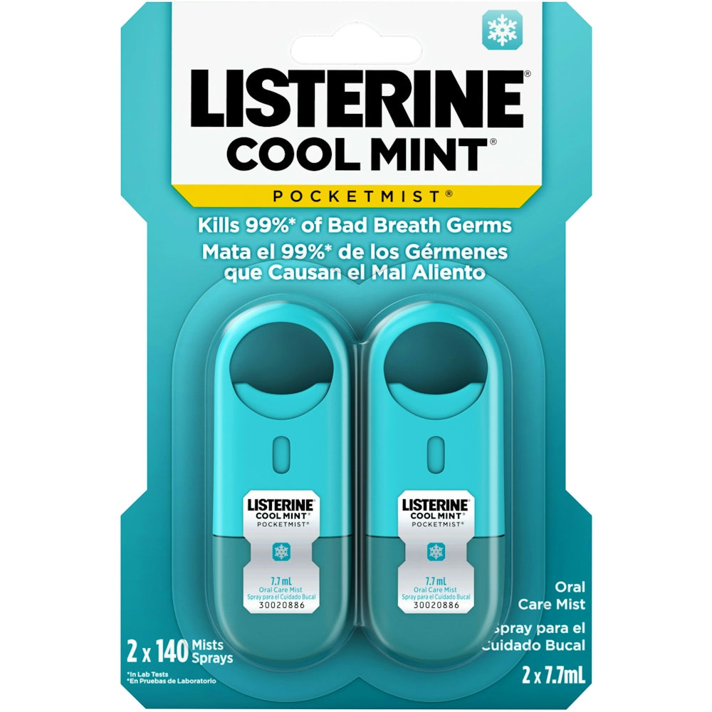 Listerine Pocketmist Sprej për Kujdesin Oral me Mente të Ftohtë, Sprej pa Sheqer për Freskimin e Gojës - Paketim me 2 copë
