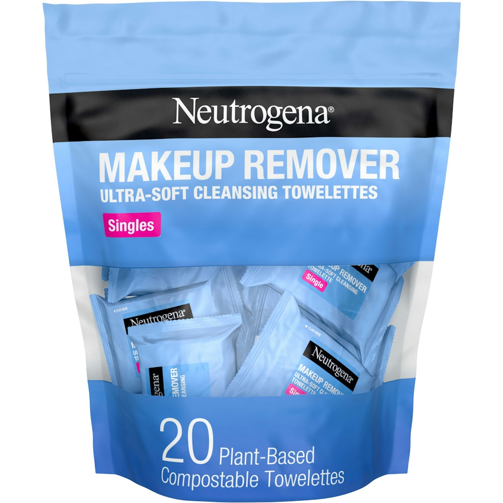 Neutrogena Make-up Entferner Tücher, einzeln verpackte tägliche Gesichtstücher für wasserfestes Make-up, Reise- & Unterwegs-Einzeltücher