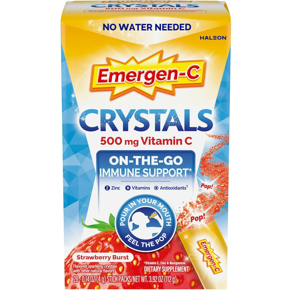 Emergen-C Immununterstützung Vitamin C Kristalle, Erdbeergeschmack – 28 Portionspackungen