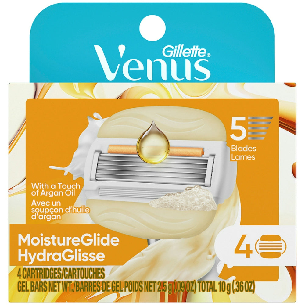 Gillette Venus MoistureGlide Rasierklingen für Damen, 5 Klingen, 4 Stück