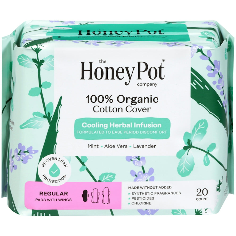 The Honey Pot Co. Kräutergetränkte Binden mit Flügeln – Normal (20 Stück)