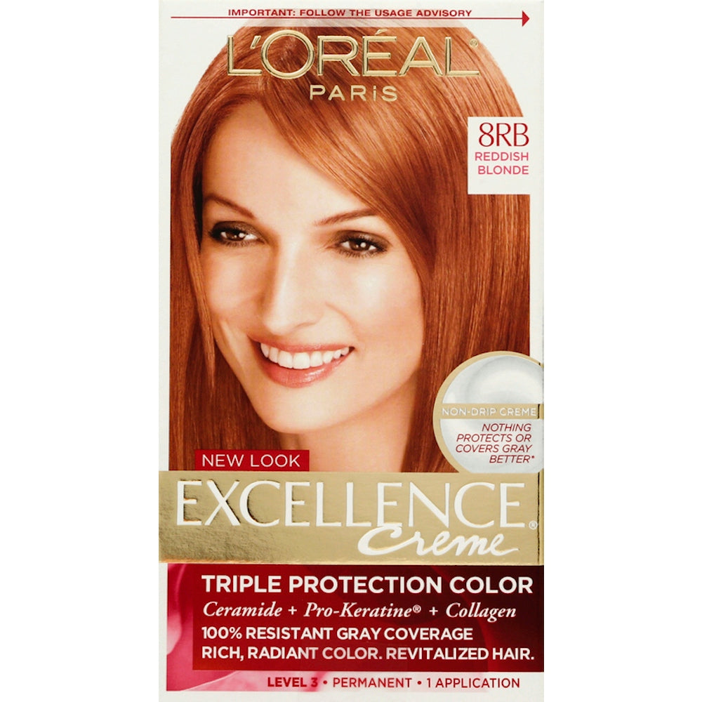 Excellence L'Oreal Paris Créme Ngjyrë e Përhershme Flokësh me Mbrojtje të Trefishtë, 8RB Bjonde në të Kuqerremtë e Mesme, 1 Paketë