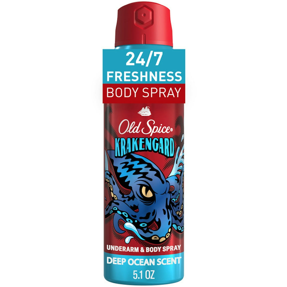 Spray trupi pa alumin Old Spice për meshkuj, Krakengard, 150 ml