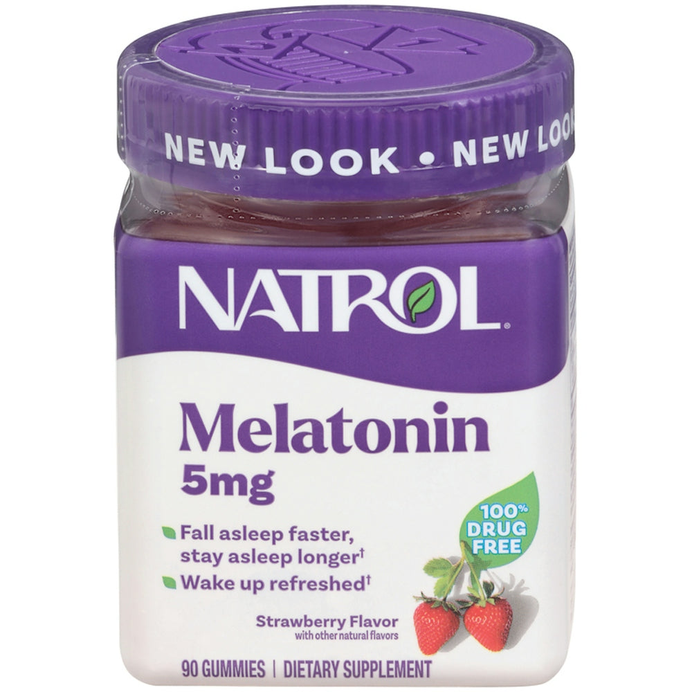 Natrol Melatonin 5 Mg Goma për Ndihmë në Gjumë, Luleshtrydhe