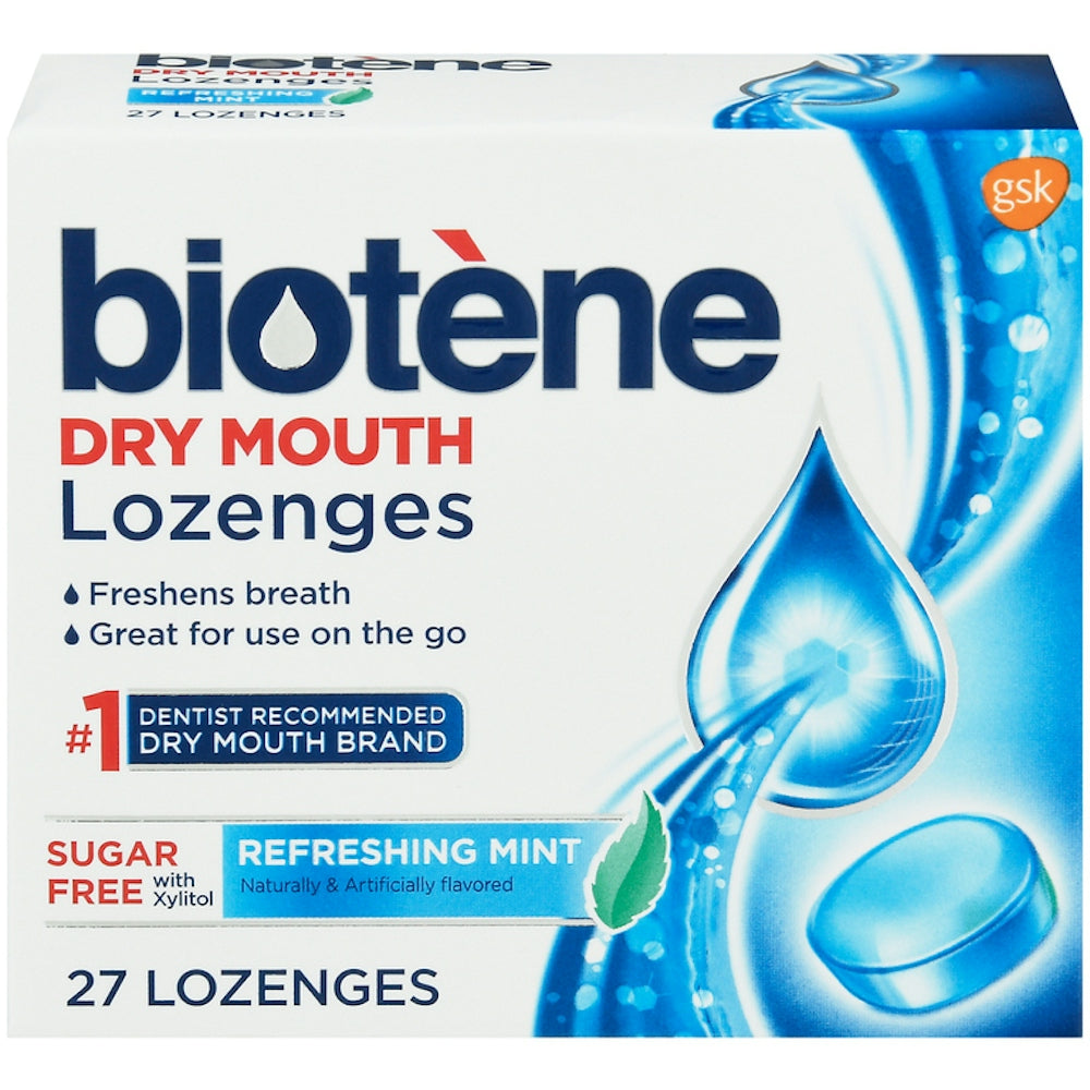 Biotene Mundtrockenheit-Lutschtabletten, zuckerfrei, Atemerfrischer, Erfrischende Minze, 27 Stück