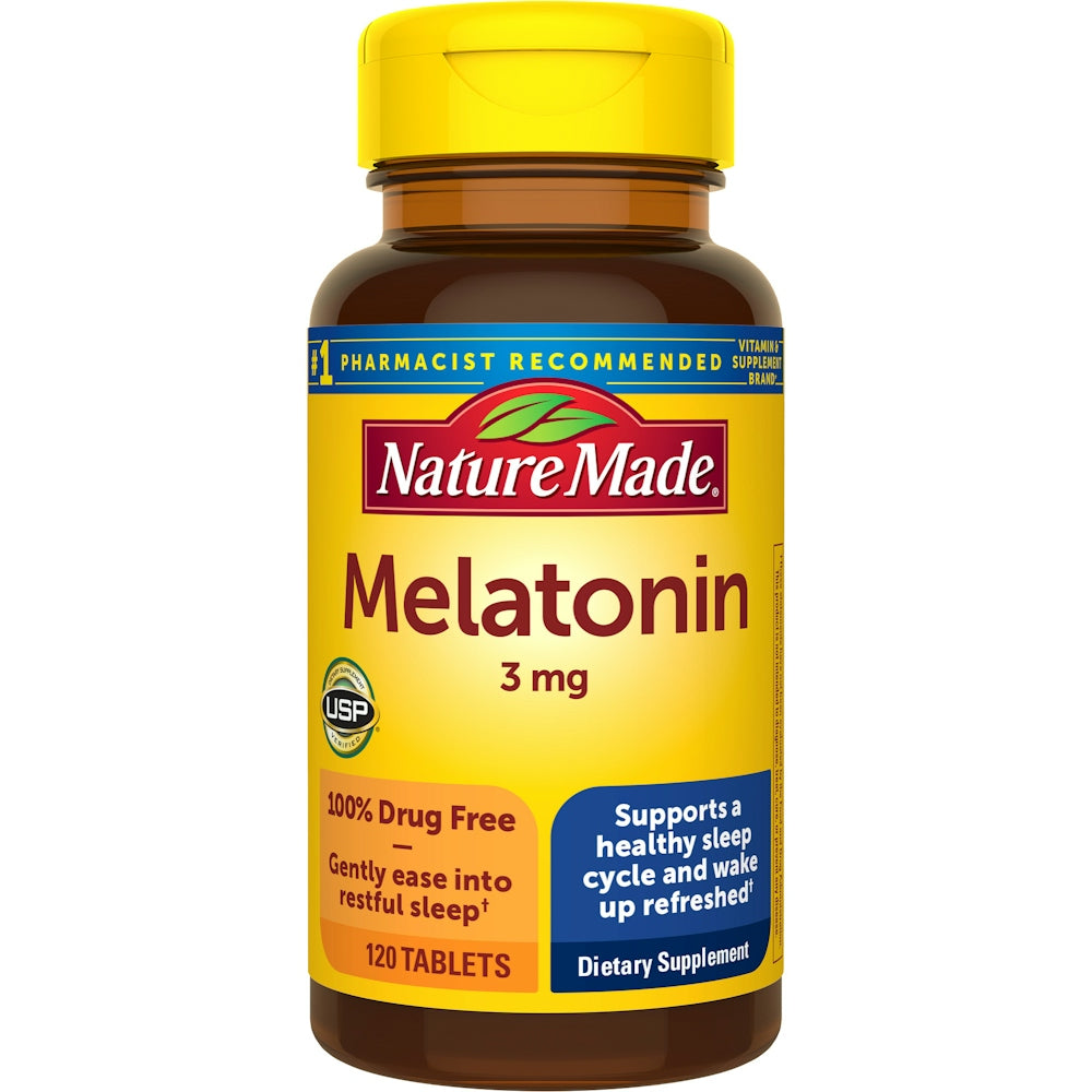 Nature Made Melatonin 3 Mg Tableta 100% Ndihmë Pa Drogë për Gjumë Për Të Rritur