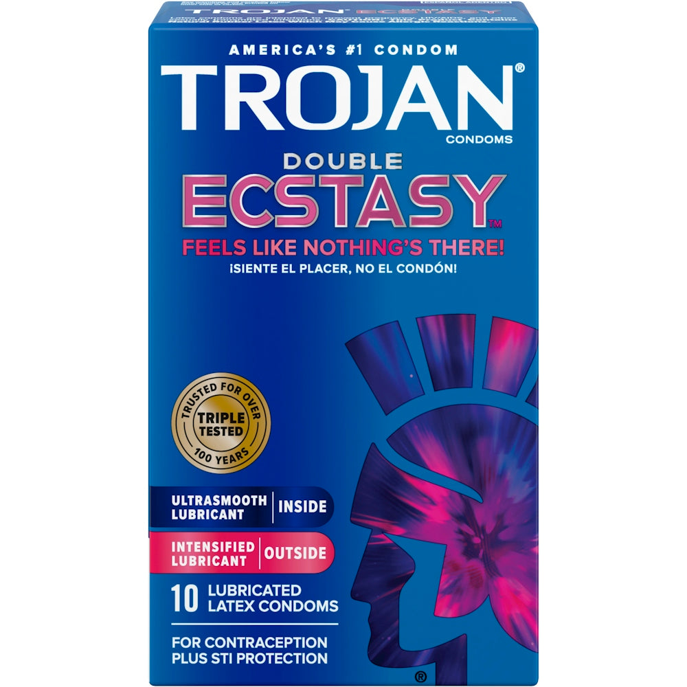 Trojan Double Ecstasy Gleitmittelbeschichtete Kondome - 10 Stück