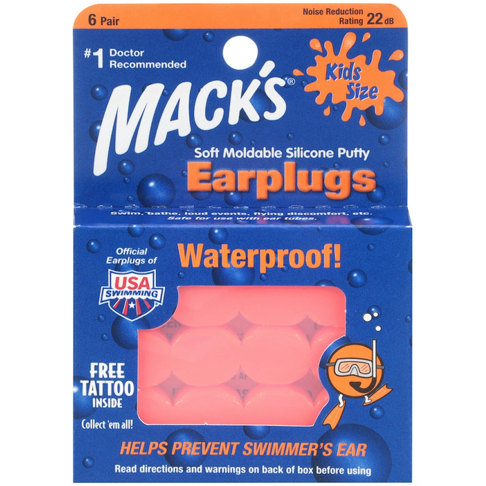 Mack's Pillow Soft Silikon-Ohrstöpsel für Kinder, wasserdicht – Orange, 6 Paar