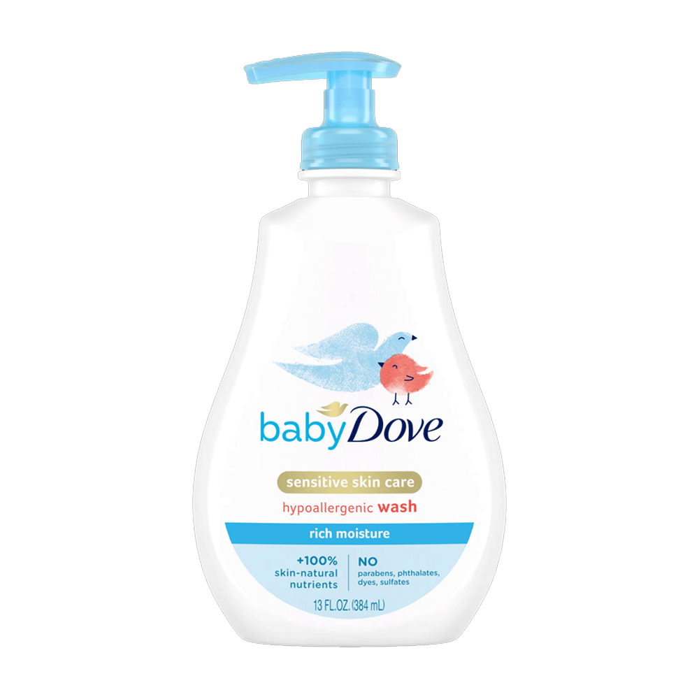 Baby Dove Larës nga Koka te Këmbët, Hidratues i Pasur, Shishe 384 ml me Pompë