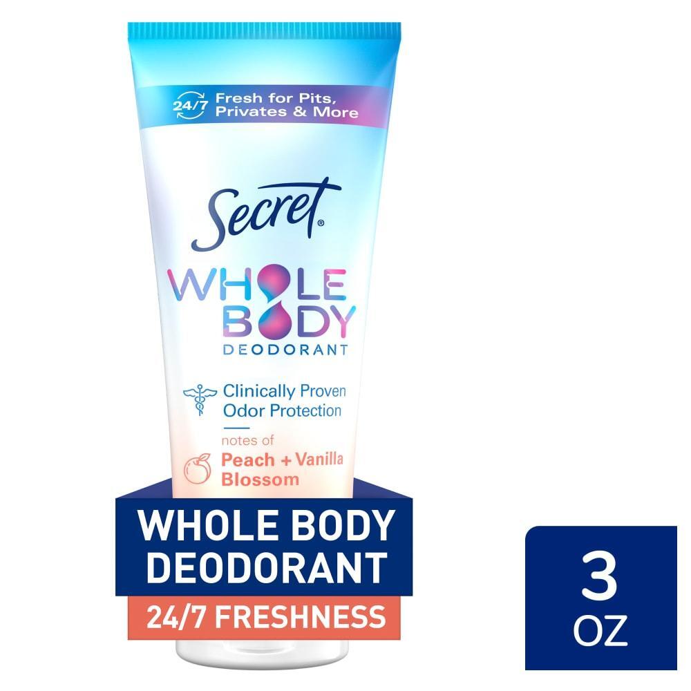 Secret Ganzkörper-Deodorant-Creme, Pfirsich & Vanilleblüte, 85 g - Aluminiumfrei