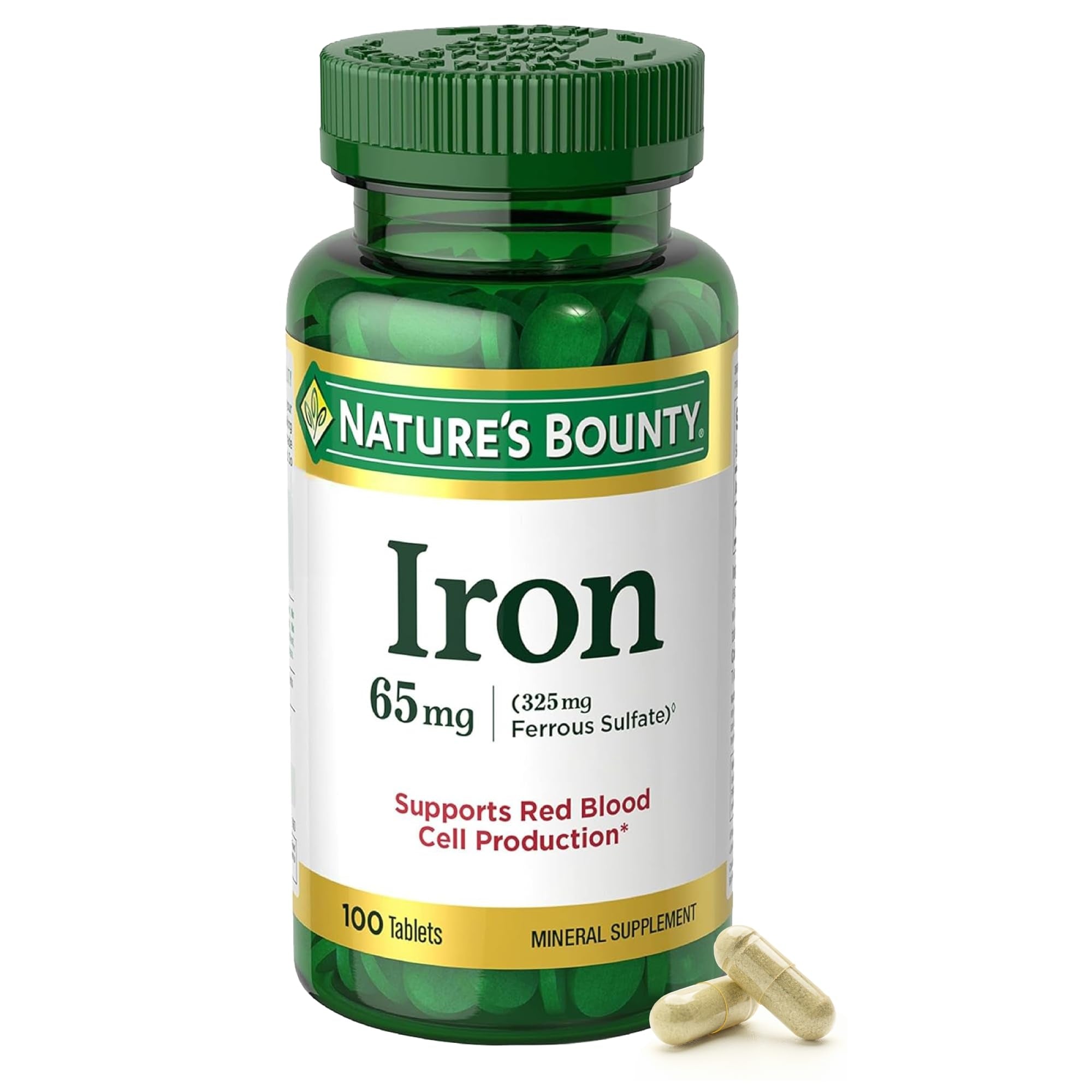 Nature's Bounty Eisen 65 mg Eisensulfat – 100 Tabletten