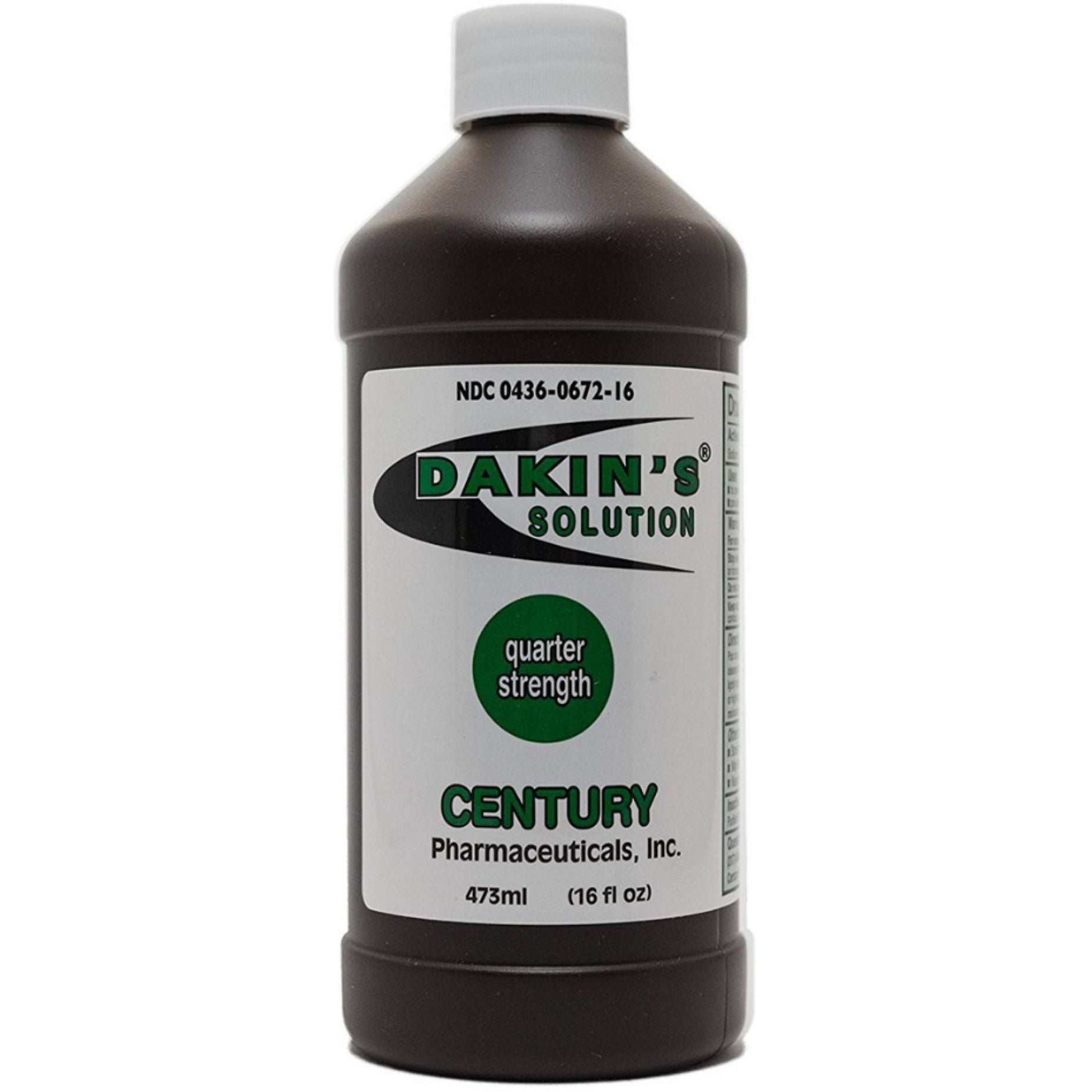 Century Pharmaceuticals Dakin's Solution Sodium Hypochlorite 0.5% Për Plagë Akute dhe Kronike - 16 Oz
